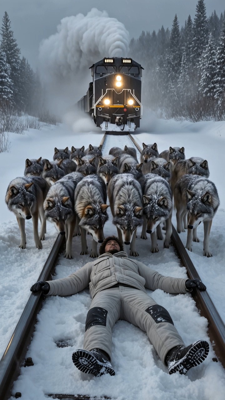 A Pack of Wolves Stood Still on the Tracks, Trying to Halt the Train: When the Driver Looked Closer, He Saw What They Were Truly Protecting