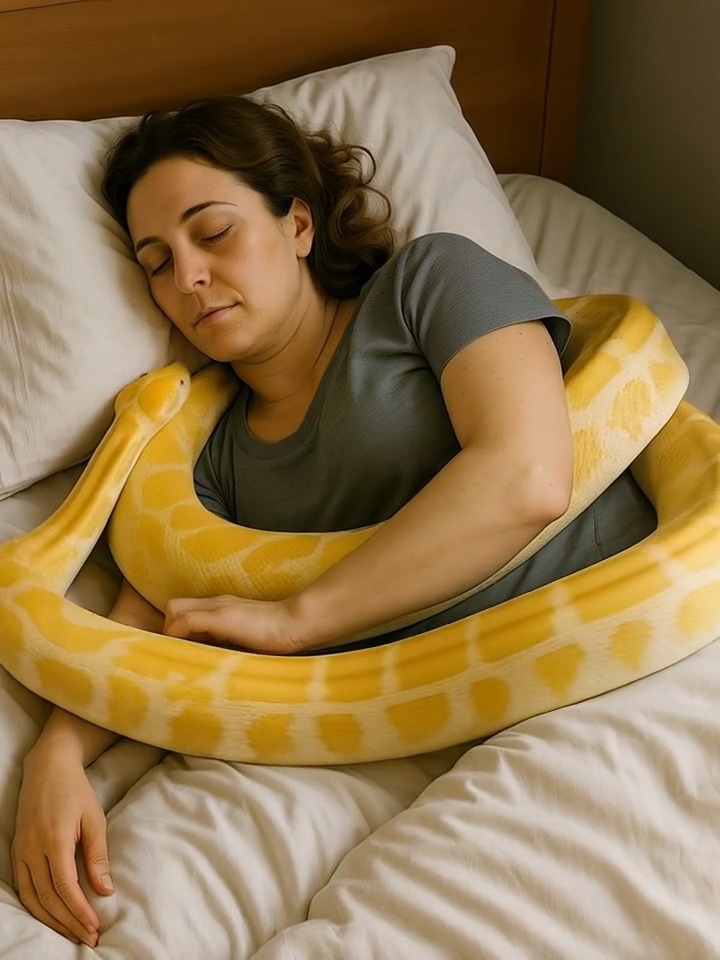 The woman raised a huge python at home: one day the snake began to behave strangely, stopped eating and wrapped itself around the waist of the owner,